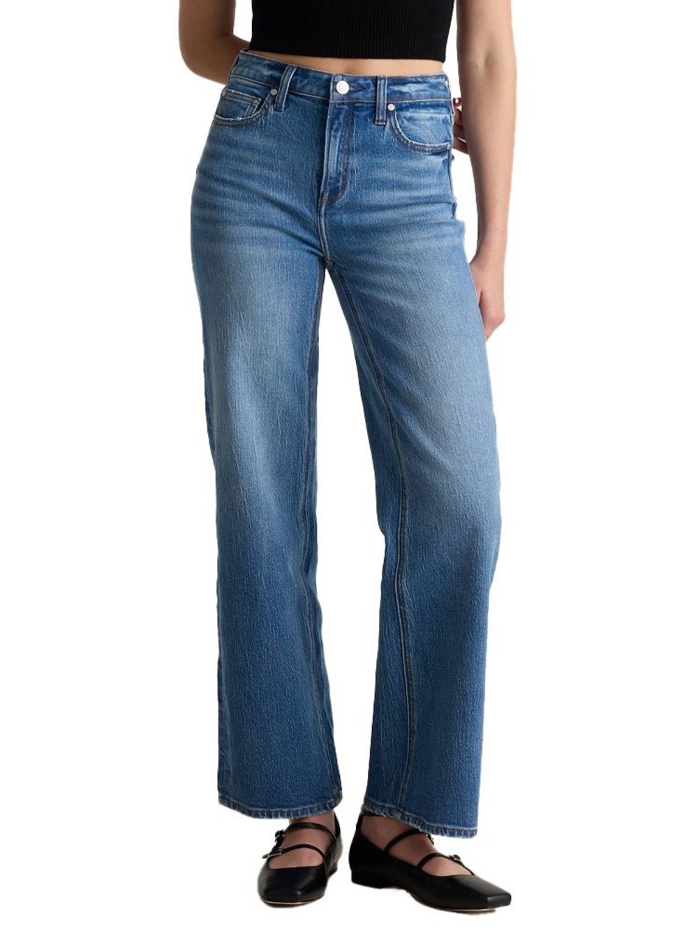 Quince Bella Blue denim high rise straight to subtle wide leg Size 28x28”